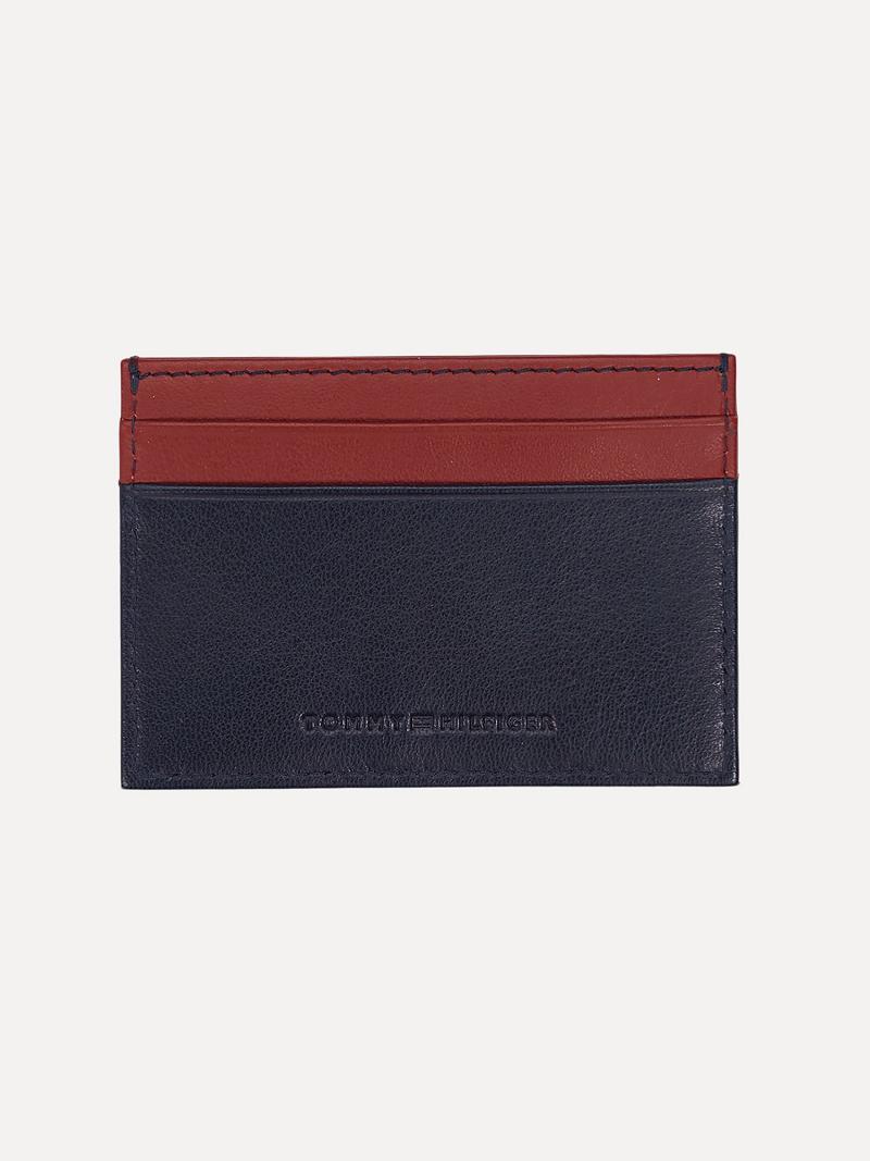 Férfi Tommy Hilfiger H Bőr Card Case and Key Chain Táska Sötétkék Piros | HU 1480BEX